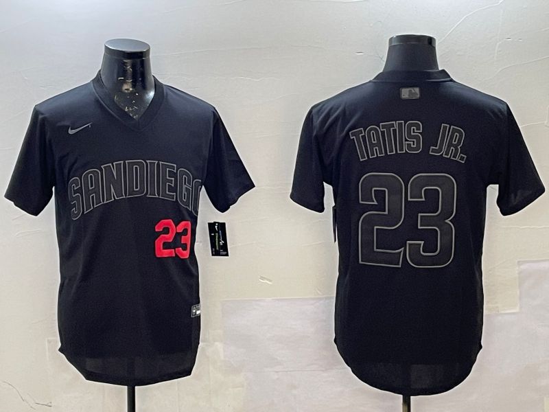 Men 2025 San Diego Padres #23 Tatis jr Black Throwback Nike MLB Jersey style 7127